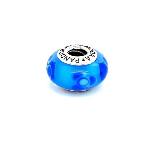 Pandora Blue Flower Murano Glass Charm - Picture 1 of 4
